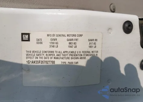 2006 Chevrolet Cobalt Ls from USA, damaged, VIN 1G1AK55F267827788